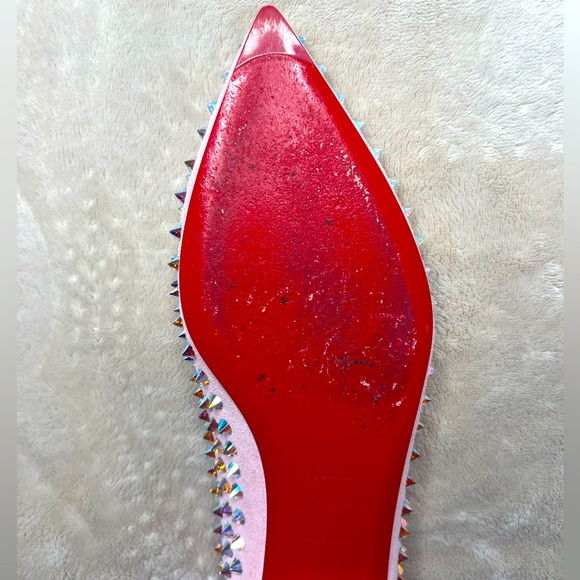 CHRISTIAN LOUBOUTIN KRYSTALIC FLAT SUEDE/CRYSTAL SPYKES - Picture 7 of 13